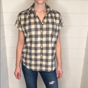 Madewell flannel plaid shirtsleeve top